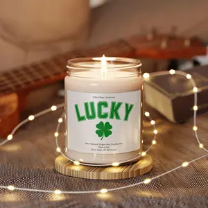 Retro Lucky Shamrock Candle, Irish Gifts, St Patricks Gift, Four Leaf Clover, Green Candle, Saint Patricks Day, Shamrock Decor St Paddys Day