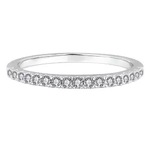 Synthetic Moissanite Stackable Ring Half Eternity D Color VVS1 Hypoallergenic Engagement Ring Anniversary Band, Daily Ring for Women