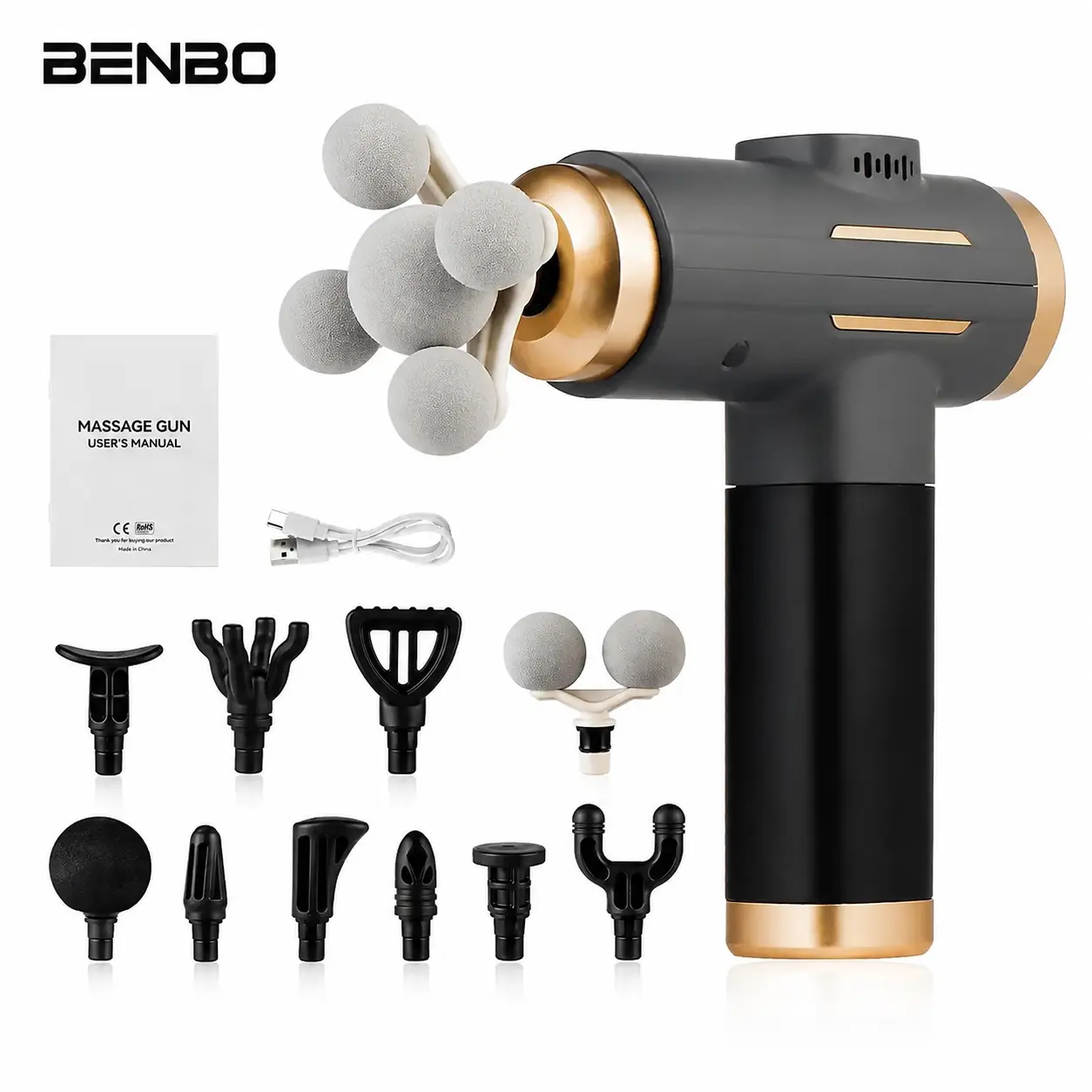 99 Levels Percussion Massager with 11 Replacement Heads, Handheld Deep Tissue Muscle Massager, Portable Fascia Massager Electric Fitness Equipment for Neck Shoulder Relaxer Abdomen Waist Legs Full Body Muscle Relaxation