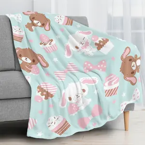 Sanrio Authorized SUGARBUNNIES Blanket, Lightweight Polyester Fiber Blanket, Soft And Fluffy, Warm And Comfortable, Suitable For Sofas, Chairs, Beds, Camping, Picnics, Travel