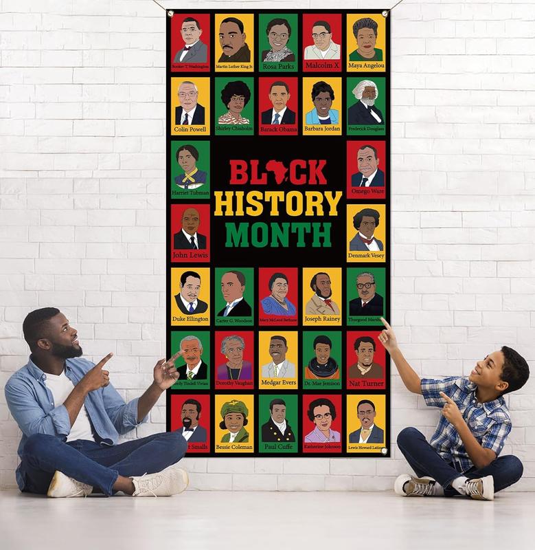 36x72in Black History Month Door Cover African American Holiday Art Posters Classroom Door Banner Photography School Home Porch Decoration