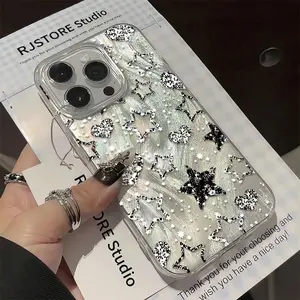 This phone case features a dazzling star pattern, is drop-proof and non-slip, and is made of large-hole TPU fabric. It's compatible with iPhone 17, 16, 15, 14, 13, 12, 11, XS, X series, and makes a great gift for friends or family.