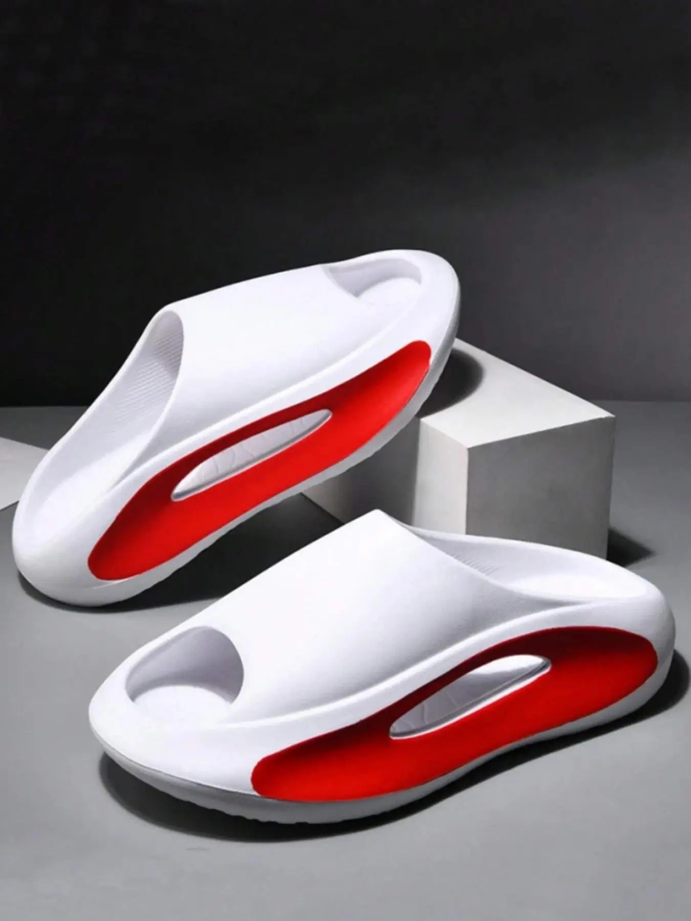 Summer 2024 Colorblock Hollow Out Design Slides for Men, 2024 New Trendy Casual Matching Soft Comfortable Home Slippers, Simple Classic Versatile Non-