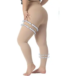 Plus Size 5XL Medical Compression Pantyhose for Women & Men, 20-30 mmHg Graduated Compression Leggings, Opaque Footless Waist High Compression Stockings for Edema, Varicose Veins, Flight, DVT, Beige