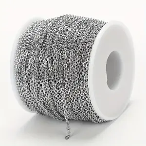 78.74inch/393.7inch Stainless Steel Welding Chain High Quality Steel Color Flat Round Ring Chain Accessories For Diy Jewelry Bracelet Necklace Anklet Choker Making Parts
