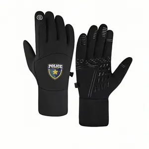 1 pair with Police Badge Law Enforcet Security Easy Clean Police Suwinter gloves thermal gloves Touch Screen Grippy Palm Winter Activities full finger gloves for men women Fashion Christmas gifts