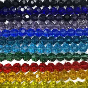 8mm 32 Facet Glass Bead Strands DIY Jewelry Making 20.5 Inch Strand 63 to 68 Bead Average Red Crystal