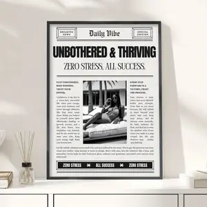 African American Empowerment Poster, Unbothered And Thriving Bold Wall Art, Modern Motivational Print
