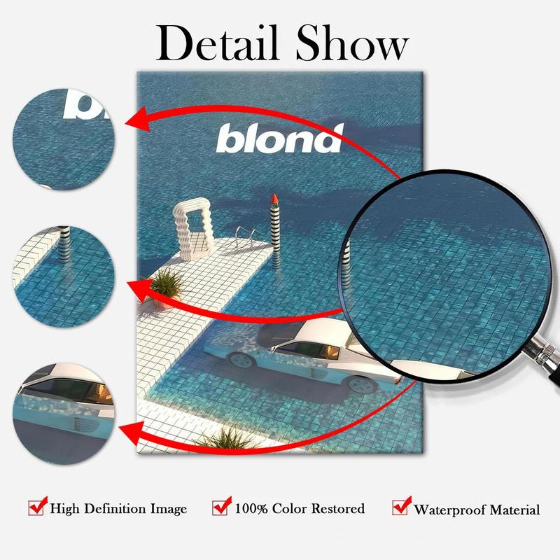 Car & Pool Pattern Canvas Painting with Frame, Modern Art Poster, Wall Art Decorative Painting for Home Living Room Office Bedroom, Artwork