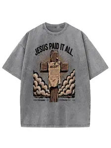 Paid It All Vintage T-Shirt | Dark Gray Retro Graphic Tee with Wooden Cross and Receipt Design, Super Soft, Unisex Casual Crew Neck, Perfect for Easter, Christian Events, Birthdays, Religious Fellowships, and Everyday  Easter