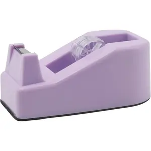 Desktop Tape Dispenser Heavy Duty Desk Accessories Floral Office Tape Dispensers, Weighted Non-Skid Base, Macaron Purple