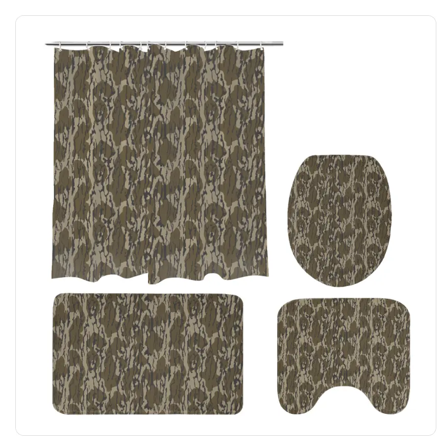 Original Bottomland Everything Bottom Lands Camo 4-Piece Bathroom Set Polyester - Mats with Camouflage Design