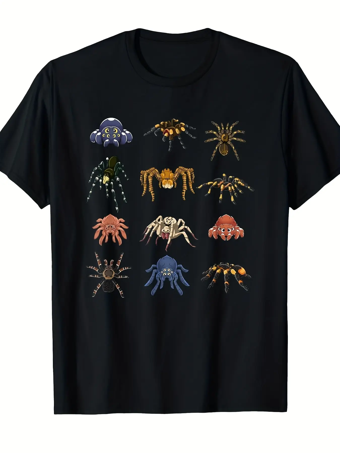 Black Short Sleeve T-Shirt _ Tarantula Arthropod S unisex soft cotton short sleeve t shirt, vintage graphic casual tee for men women teens, perfect birthday holiday gift for camping travel gym daily street casual wear