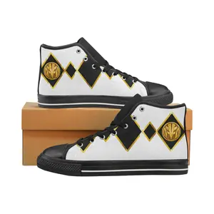 White Mighty Morphin Tigerzord Power Coin High Top Shoes White Mighty Morphin Tigerzord Power Coin High Top Shoes