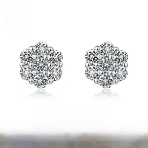 S925 silver full D color VVS moissanite cluster earrings, light luxury sparkling earrings for women, fashionable and versatile
