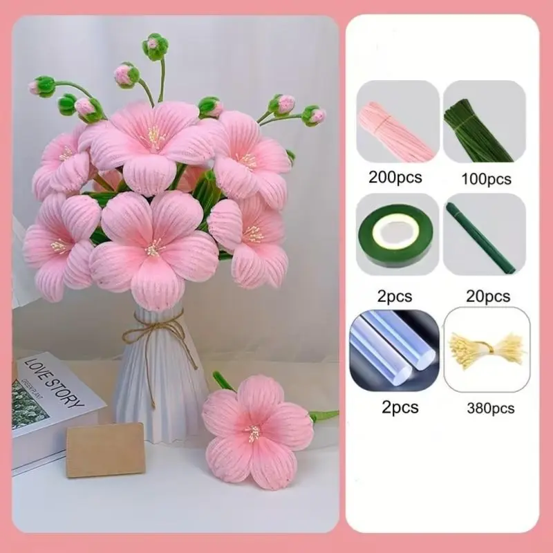 706-Piece Orchid Twist Rod Pipe Cleaner Floral Set, DIY Snowflake Decor Kit, Artificial Flower Bouquets, Wedding Project Materials, Artificial Decorative Flowers