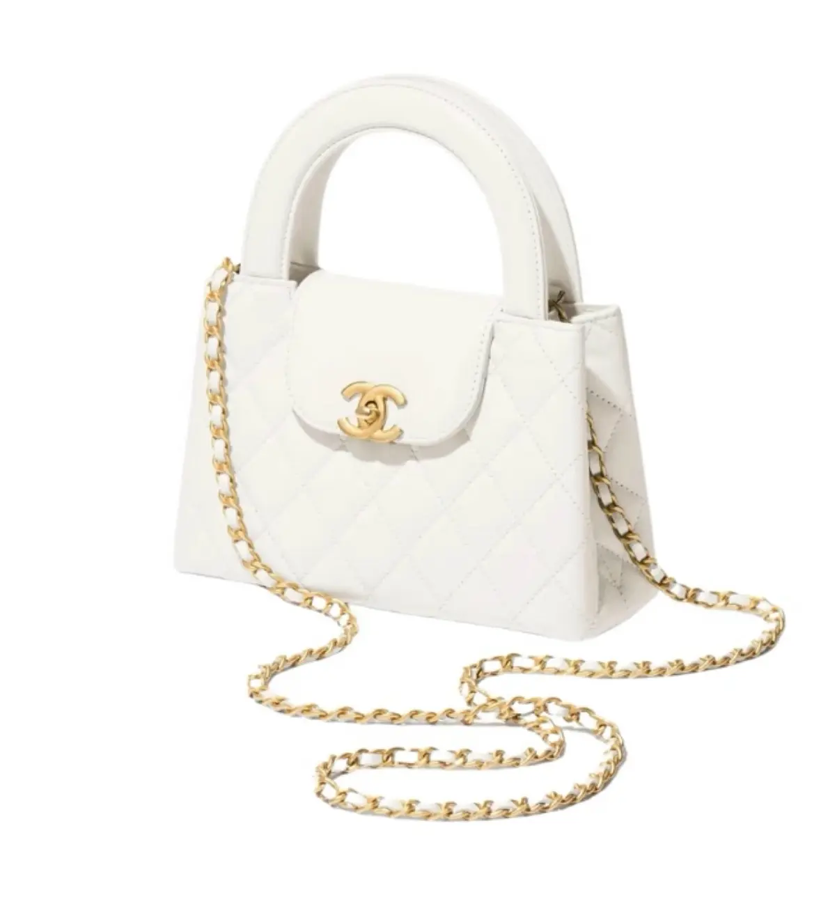 Pre-owned CHANEL 25C Cream White Kelly Bag with White Gold Hardware Chip Version, 26cm, 2601662