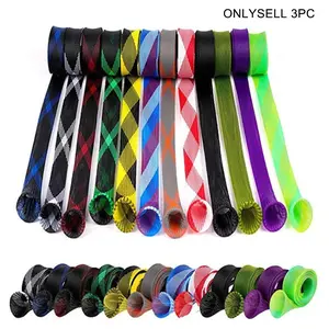 Random Color Fishing Rod Cover, 3 Counts Colorful Fishing Rod Protector, Cover Braided Mesh Rod Protector Pole Gloves Fishing Tools, Outdoor Fishing Accessories for Fishing Enthusiasts.