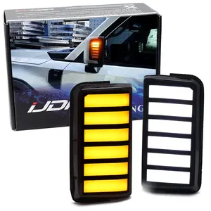 iJDMTOY Black-Out Smoked Lens Side Mirror White LED Parking/Driving Light, Amber LED Sequential Blink Turn Signal Light Kit For Toyota 2024-up Land Cruiser, Lexus GX550