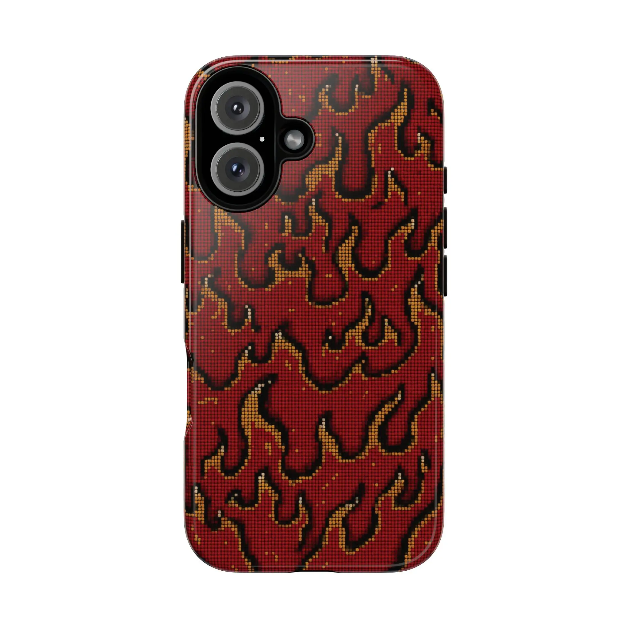Red Flame Pattern Phone Case, Protective Shockproof Phone Cover For Multiple Models, Bold Fire Graphic Case, Trendy Durable Slim Cover For Men Women