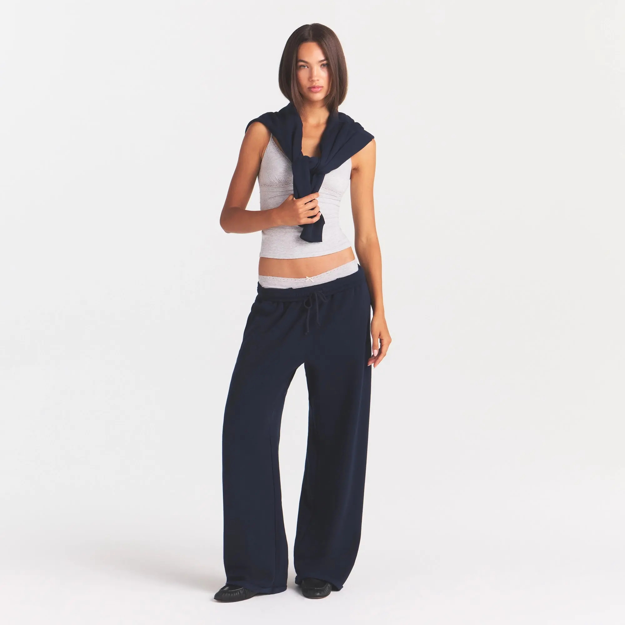 SKIMS COTTON FLEECE OVERSIZED STRAIGHT LEG PANT