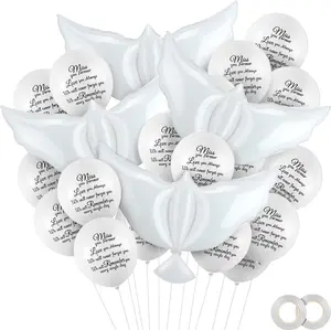 36 Pcs Memorial Balloons with 4 Peace Dove Balloons to Release in Sky Remembrance Helium Decorations for Funerals, Heavenly Birthday, Anniversaries, and Memorial Services(White)