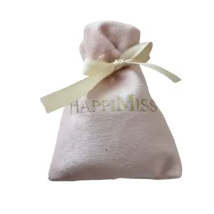 HappiMiss Lavender Sachet - Hand-Harvested Scented Gift in Blush Velvet Bag with Gold Satin Bow - Calming & Uplifting Aroma