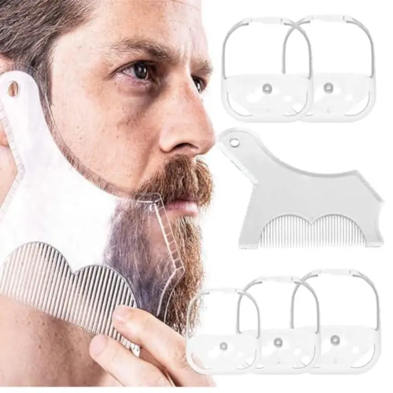 6pcs Beard Shaping Kit, Goat Beard Styling Tools Set, Abs Material, Non-Flammable, Ca Prop 65 Compliant, 6 Piece Beard Comb Combo, Beard Grooming Kit, Barber Accessories, Barber Supplies