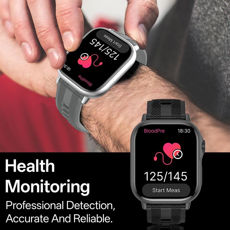 Smart Watch with 2.01 inch HD Full Touch Screen, Bluetooth, Message Notifications, Call reminders, Magnetic Charging, Blood Oxygen (SpO2) & Heart Rate Monitor, Multiple Sports Modes, for Men and Women, Waterproof Smart Watch, Perfect Christmas Gift