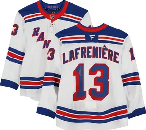 Alexis Lafreniere New York Rangers Autographed Game-Used #13 White Set 2 Jersey from the 2024-25 NHL Season - Fanatics Authentic Certified