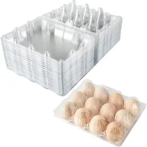 Egg Cartons Bulk, 48 Packs Empty Clear Egg Carton Holds Up to 12 Eggs, Reusable Egg Tray Holders for Pasture Farm, Business Market Display,