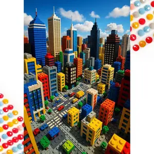 5D DIY Full Drill Round Diamond Painting - Diamond Painting Set LEGO City Mosaic Canvas DIY Wall Art, Home Wall Decoration, suitable for Halloween, Christmas, Birthday, and Anniversary Gifts