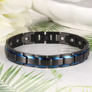 1pc Magnetic Bracelets For Men, Black And Blue Stainless Steel Magnetic Bracelet With Sizing Tool Magnets Jewelry Gifts