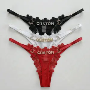 Custom Personalized Name Thong for Women with Rhinestone Letters(sliver/gold), sexy breathable lace panties, custom distintive special Lingerie Gift for your beloved one