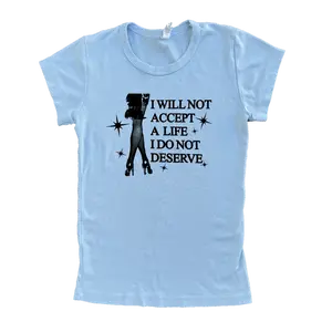 80s Horror Movie Inspired Baby Tee Style Top Blue Crop Top movie lover