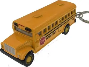 KiNSFUN Classic Mini School Bus 2.5 Inches Die Cast Metal Model Key Chain (1pc)