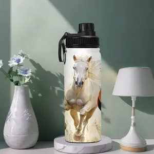 20oz Stainless Steel Insulated Travel Mug Tumbler, Triple Horse Print Design, Dual Layer Vacuum Cup for Outdoor Sports & Gifts