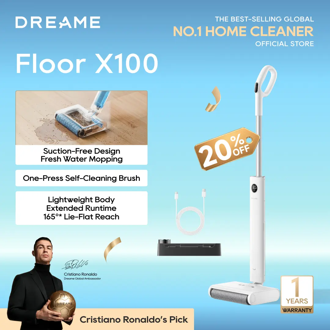 DREAME FloorX 100 Cordless Electric Mop, 45min Runtime, Lightweight 5.1 lbs, Dual-Tank Design, Self-Cleaning Brush DREAME FloorX 100 Cordless Electric Mop, 45min Runtime, Lightweight 5.1 lbs, Dual-Tank Design, Self-Cleaning Brush