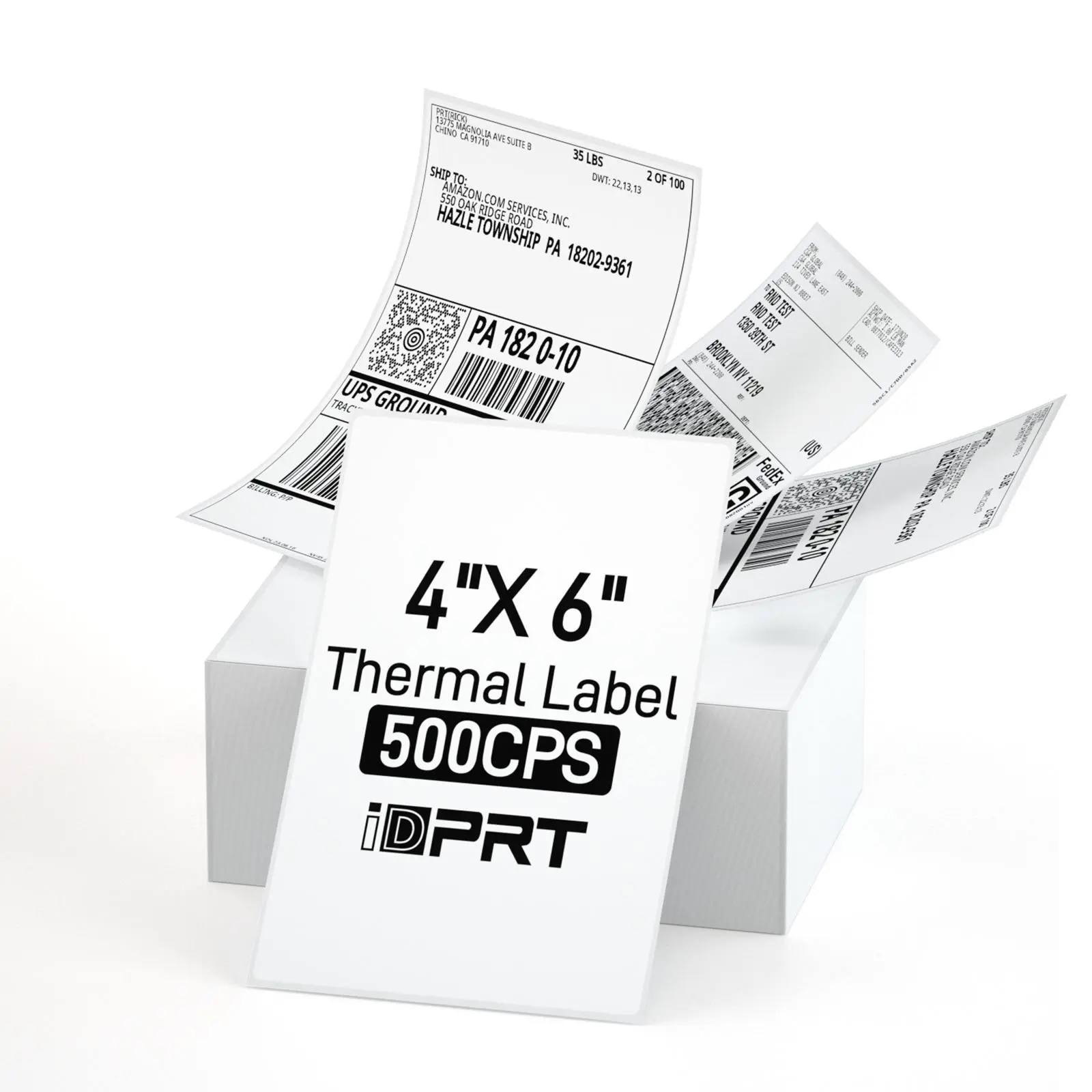500 Labels, 4x6 Direct Thermal Shipping Labels, Fanfold & Perforated, Strong Adhesive, Compatible with SP460BT/MT610 Printers