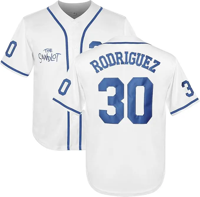 Baseball Jersey 30 Stitched The Sandlot Benny The Jet Rodriguez Movie Boy's Baseball Jersey, Retro Baseball Jersey – Soft, Breathable & Cool!