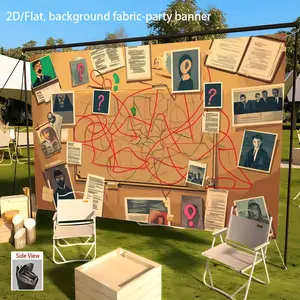 1 PC Hangable 2D Flat Detective Mystery Crime Board Polyester Wall Hanging - Stylish Modern Artistic Home Wall Decoration, High-Quality Party Backdrop/Banner