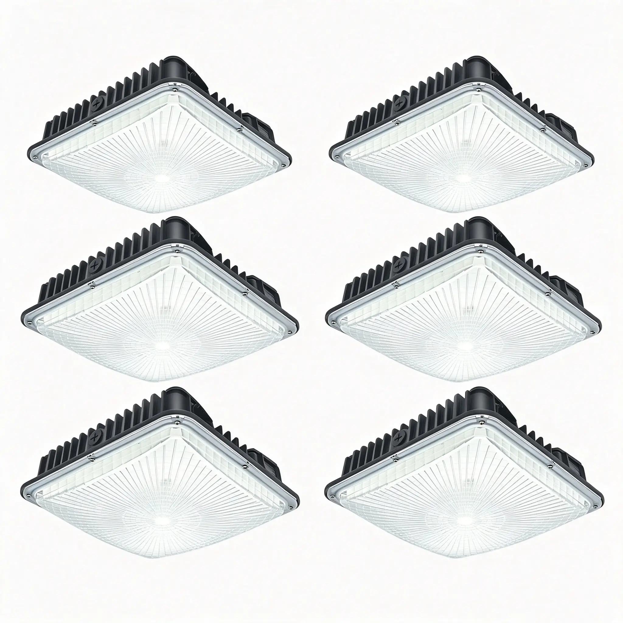 6-Pack of 70-W 8400 Lumen Integrated LED Canopy Area Light 5000K 110V Input 300W HPS HID Replacement for Gas Station Carport Warehouse Garage White