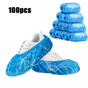 Shoe Covers Disposable Non-Slip Waterproof Boot Covers with Compact Roll for Easy Storage 100 Pack Plastic Shoe Covers for Indoor Use Home Cleaning Visiting One Size Fits Most