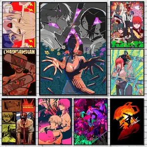 C-chainsaw M-man Poster Waterproof HD Wall Sticker | Self-Adhesive Decorative Art Poster | Fade-Resistant Scratch-Proof for Long-Term Use | Easy to Apply and Clean | for Home Office Bedroom Living Room Kitchen Decor | Gift Idea