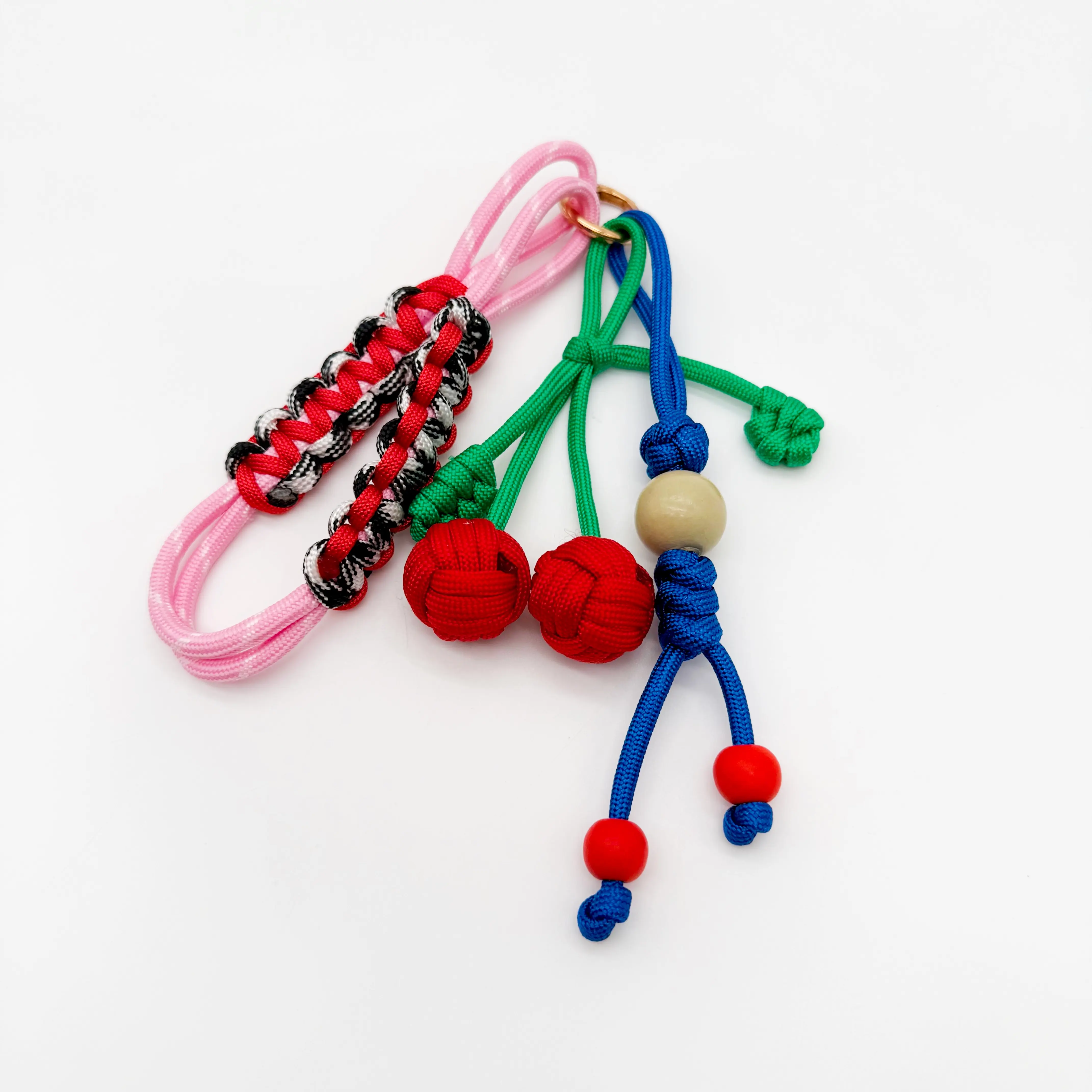 Back-to-School Handmade Cherry Paracord Bag Charm & Phone Wrist Strap | Cute Backpack Accessory | Keychain & Wrist Lanyard Colorful Durable Smartphone Cellphone Pink