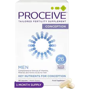 Proceive Tailored Fertility Supplement for Men - Pre Conception Vitamins, Minerals and Amino Acids With Vitamin D, Zinc, Folate, Selenium, and COQ10 - Men's Pre Pregnancy Multivitamin - 60 Vegan Capsules