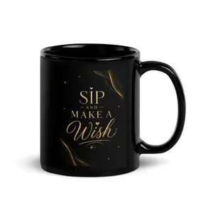 Elegant Sip and Wish Glossy Mug