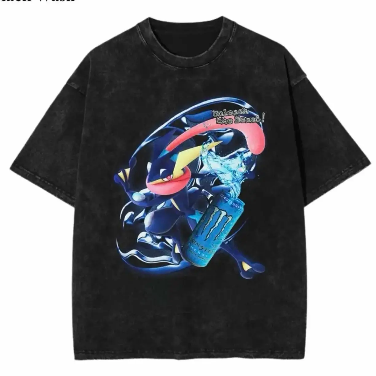 Vintage Greninja x Blue Soda Tee, Pocket Monster x Energy Soda Graphic Tees, Pocket Monster T-Shirt, Unisex Anime Shirt, Gym Workout Shirt, Menswear Womenswear Streetwear Top Fit Oversize