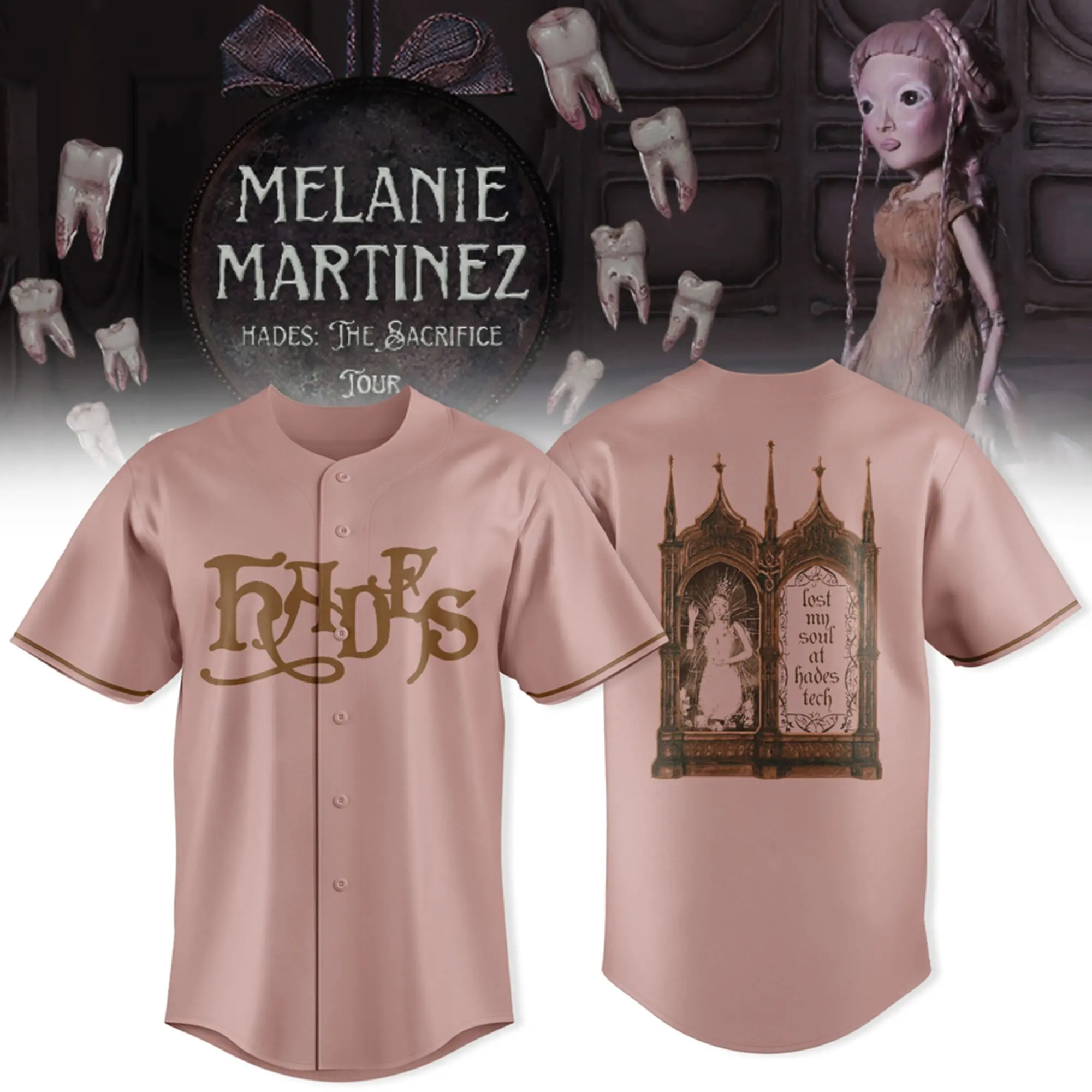 Melanie Martinez Hades: The Sacrifice tour 2026 Baseball Jersey Ver2 – Melanie Martinez Baseball Jersey, Pop Music Music Baseball Jersey, Oversized Baseball Jersey, Pop Music Music Merch, Gift for Pop Music Fans