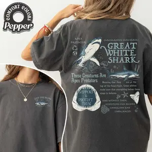 Shark Week 2024 Shirt, Respect The Locals Shirt, Save The Shark Shirt, Protect Our Oceans Words on Back,Shark Lover Gift
